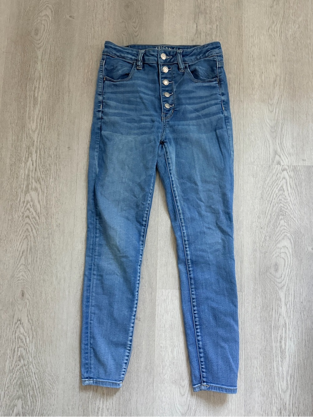 American Eagle Outfitters High-Rise Button-Fly Jeans - Blue